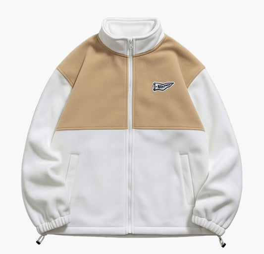 Men’s Two-Tone Zip-Up Jacket – Black & Gray Color Block Casual Coat