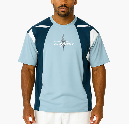 Men’s Contrast Color Block Graphic T-Shirt – Casual Short Sleeve