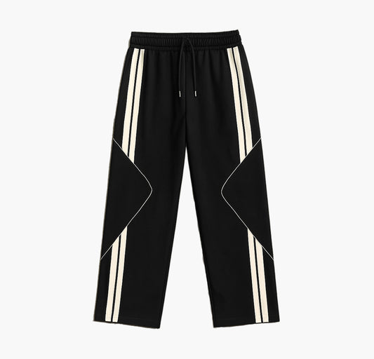 Men’s Straight-Leg Joggers – White & Black Pants with Reflective Stripes