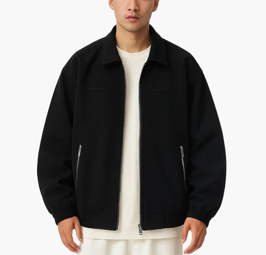 Men’s PU Leather Jacket – Turn-Collar Biker Style American Coat