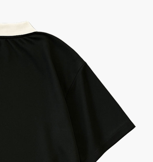 Men’s Bear Graphic Polo Shirt – Casual Knit Polo with Button Details