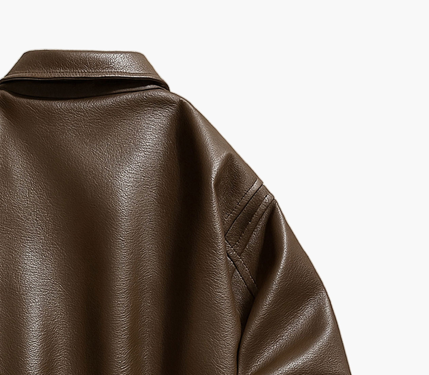 Men’s Faux Leather Bomber Jacket – Loose Fit Zip-Up with Flap Pockets