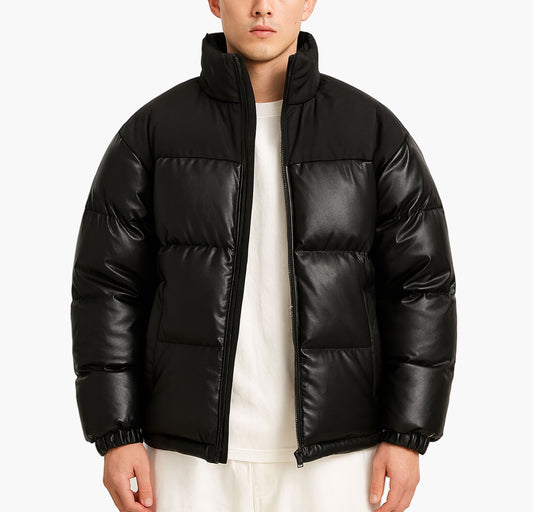 Men’s Insulated Winter Jacket – Zip-Up Stand Collar Coat