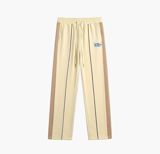 Men’s Retro Striped Jogger Pants – Light Blue & White Drawstring Casual Trousers