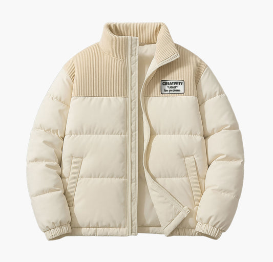 Men’s Pink Puffer Jacket – Insulated Winter Coat with Stand Collar & Pockets