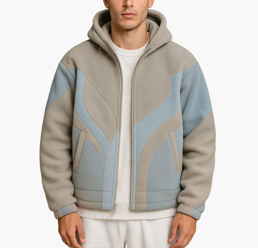 Men’s Cozy Fleece Hooded Jacket – Zip-Up Winter Coat