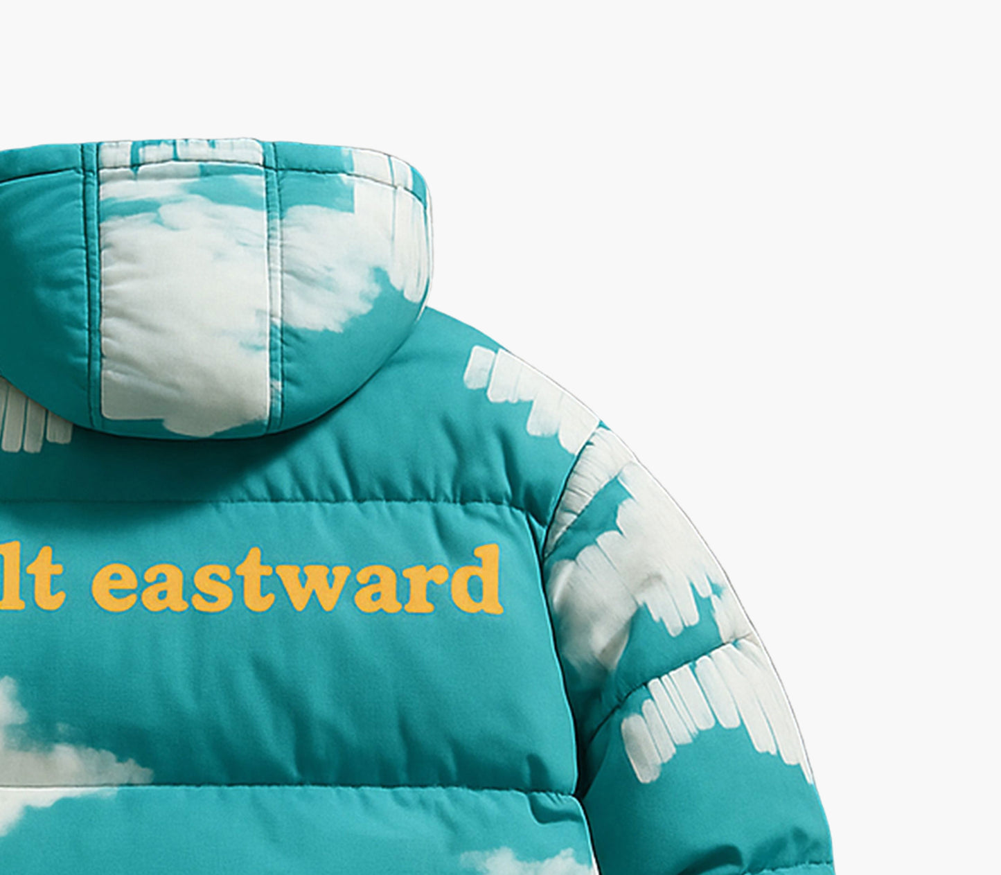 Men’s Casual Hooded Down Jacket – Alphabet Print Warm Puffer Coat