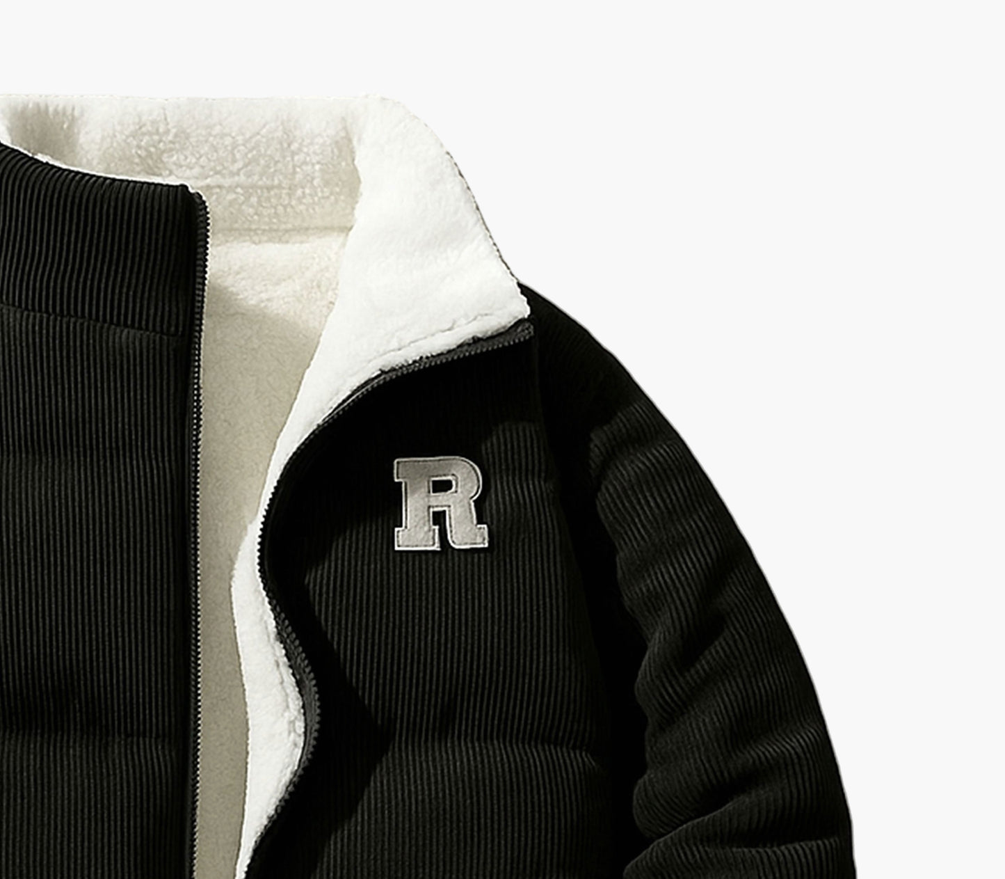 Men’s Reversible Winter Jacket – Heavy-Duty Navy & White Colorblock Coat