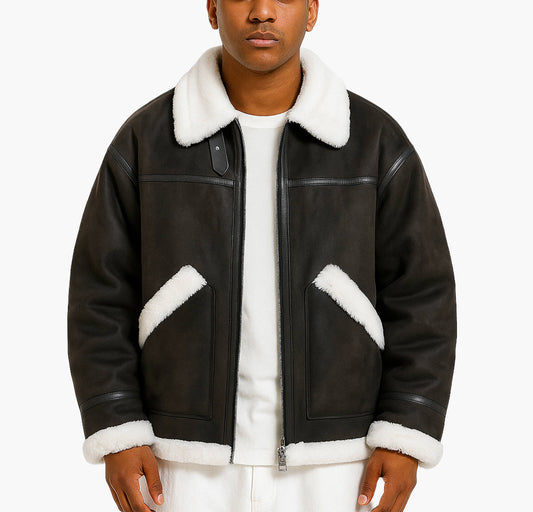 Men’s Soft Fleece Jacket – Heavy-Duty Winter Coat with Lapel Collar