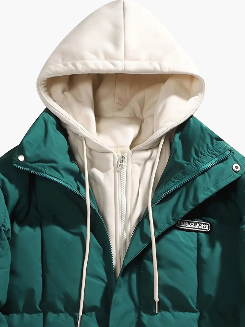 Men’s Heavy-Duty Hooded Winter Jacket – Full-Zip Insulated Outdoor Coat