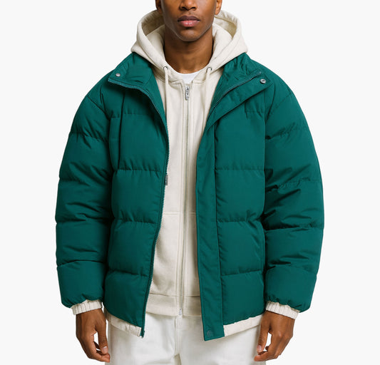 Men’s Heavy-Duty Hooded Winter Jacket – Full-Zip Insulated Outdoor Coat