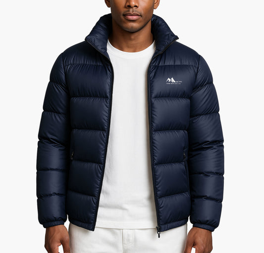 Men’s Shiny Short Winter Jacket – Thickened Stand-Collar Glossy Coat