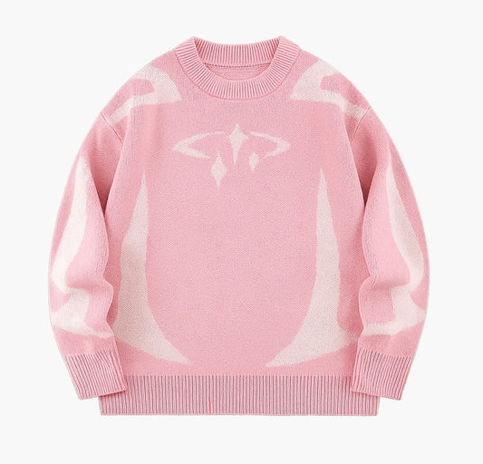 Men’s Knit Sweater – Black & White Abstract Pullover