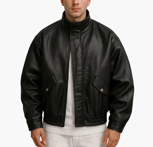Men’s Black Bomber Jacket – Full-Zip Softshell with Chest Pocket
