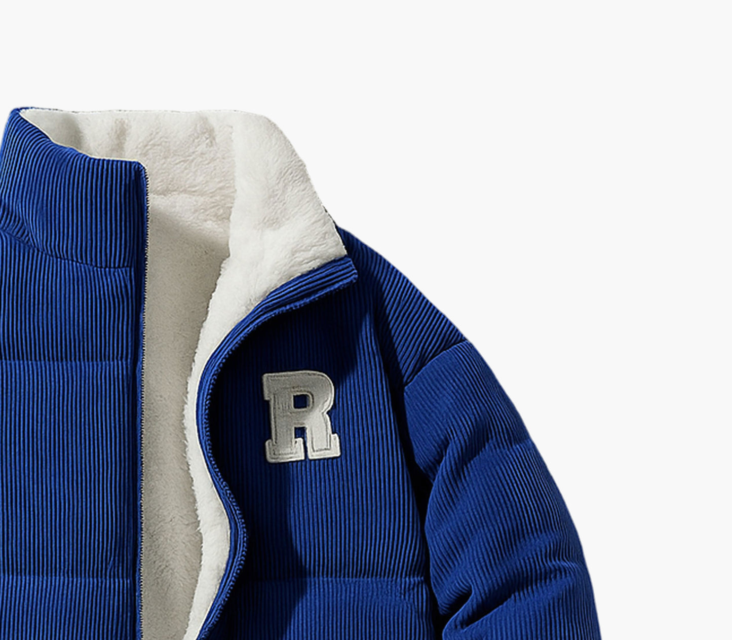 Men’s Heavy-Duty Reversible Jacket – Navy & White Colorblock Winter Coat