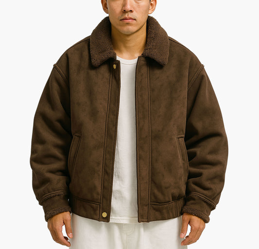 Men’s Thick Fleece Winter Jacket – Windproof Zip-Up Coat