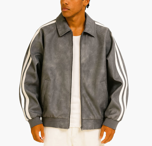 Men’s Casual Outdoor Jacket – Classic Two-Stripe Design