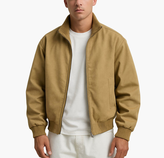 Men’s Casual Motorcycle Jacket – Bomber Style Zip-Up Coat