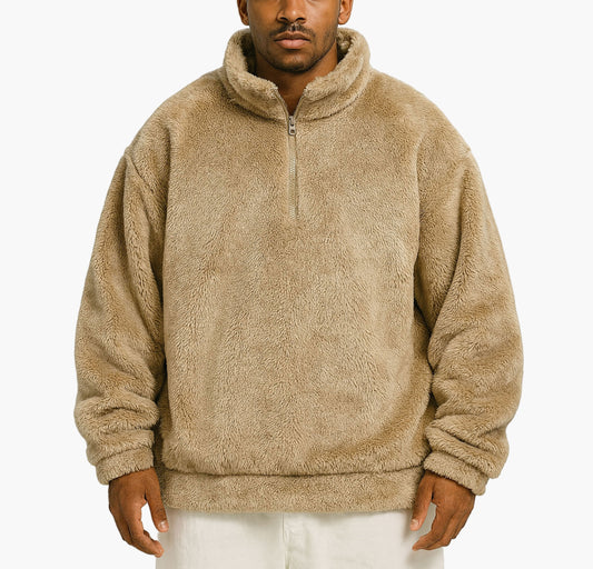Men’s Heavy-Duty Fleece Jacket – Thick Zip-Up Winter Coat