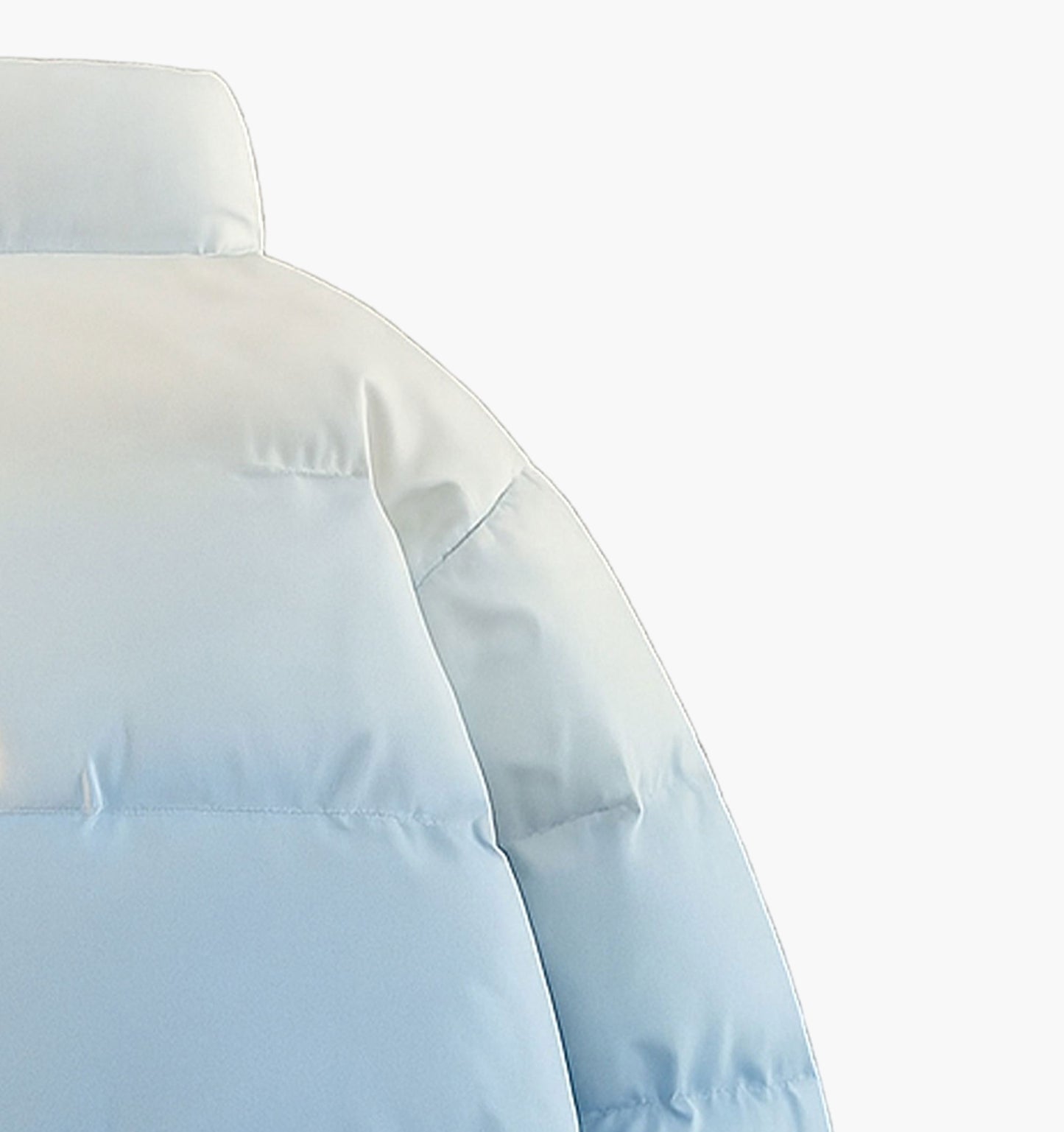 Men’s Light Blue & White Colorblock Winter Jacket – Thick Zip-Up Coat