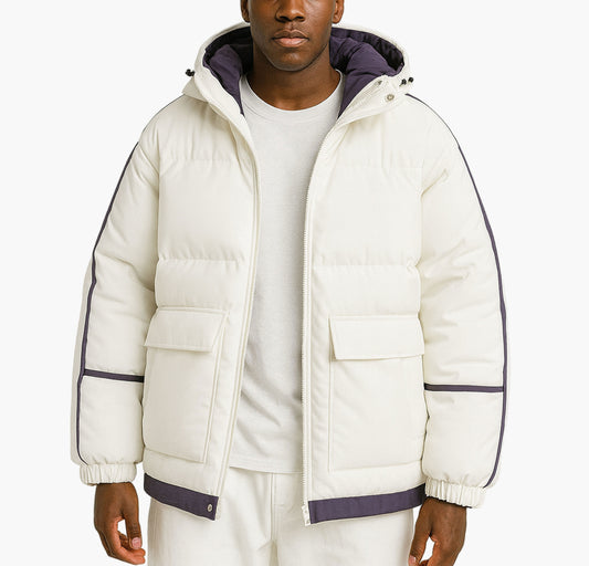 Men’s Heavy-Duty Winter Jacket – Hooded Full-Zip Coat for Outdoor Activities