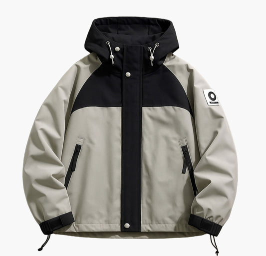 Men’s Turquoise & White Winter Jacket – Hooded Ski & Snowboard Coat