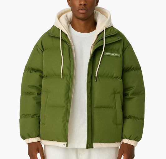 Men’s Two-in-One Hooded Jacket – Loose-Fit Full-Zip Urban Outdoor Coat