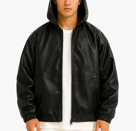 Men’s Heavy-Duty Bomber Jacket – Hooded Full-Zip Streetwear Coat
