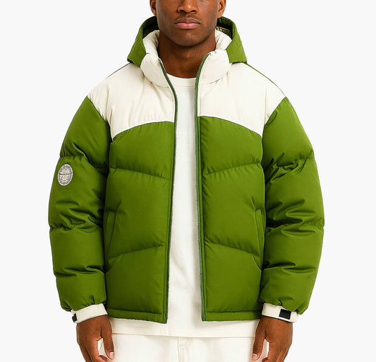 Men’s Winter Warm Jacket – Stand Collar Color Block Zip-Up Coat