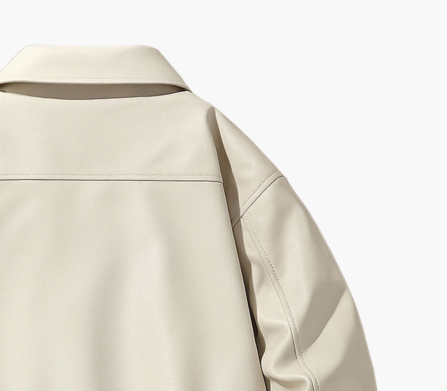 Unisex Faux Leather Bomber Jacket – Loose Fit Zip-Up with Polyester Lining