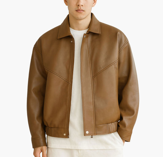 Men’s PU Leather Jacket – Slim-Fit Zip-Up Business Coat