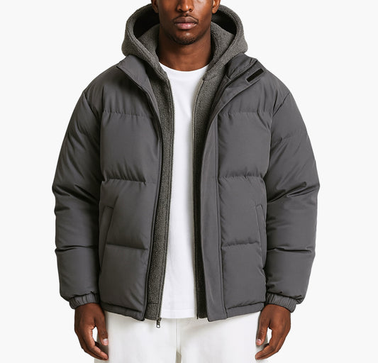 Men’s Hooded Jacket with Detachable Inner Layer – Lightweight Insulated Coat
