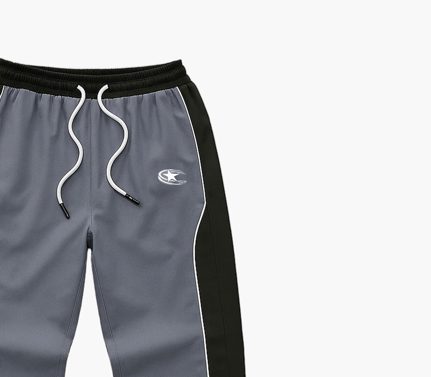 Men’s Geometric Color Block Joggers – Gray & Black Straight-Leg Casual Pants