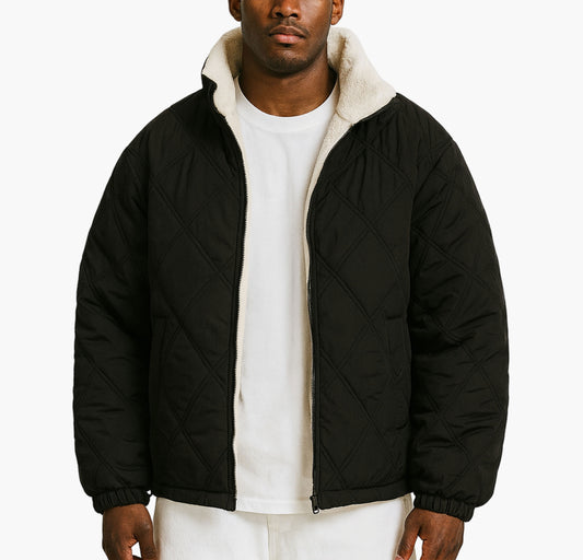 Men’s Thermal Insulated Winter Jacket – Heavy-Duty Full-Zip Stand-Collar Coat