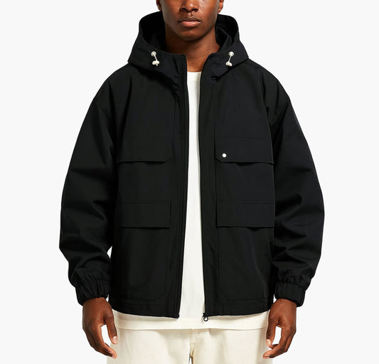 Men’s Olive Green Hooded Jacket – All-Season Outdoor Coat