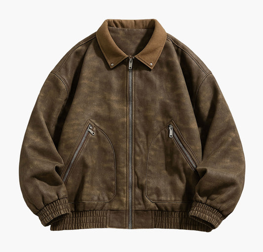 Men’s Softshell Motorcycle Jacket – Black Streetwear Zip-Up with Stand Collar