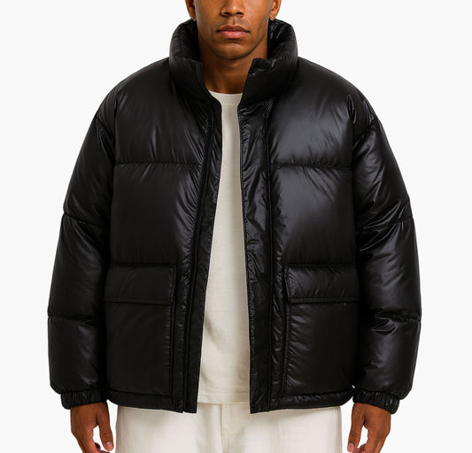 Men’s Heavyweight Winter Coat – Stand-Collar Full-Zip Cold-Weather Jacket