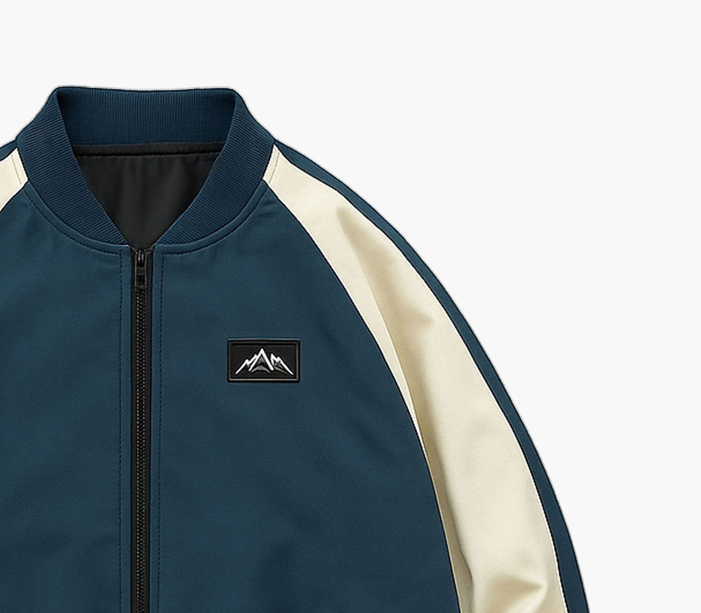 Men’s Navy & White Color Block Jacket – Casual Zip-Up with Pockets