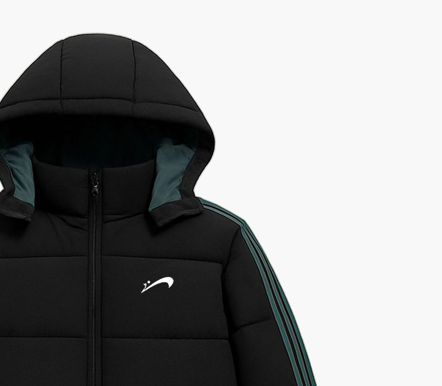 Men’s Winter Hooded Padded Jacket – Striped Coat with Zipper & Belt