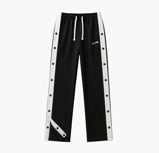 Men’s Black Basketball Pants – Drawstring Joggers with White Accents & Elastic Cuffs