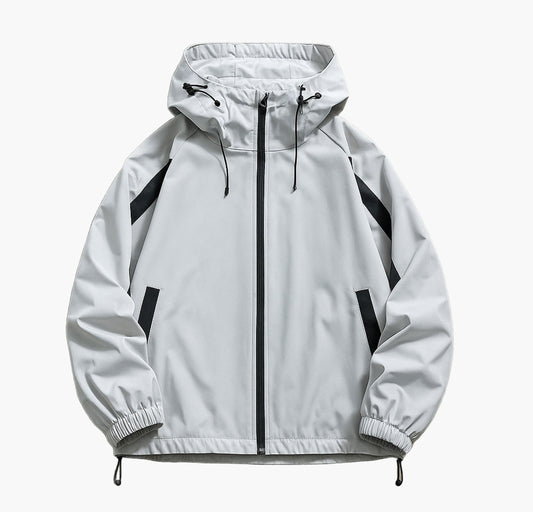 Men’s Windproof Hooded Jacket – Lightweight Burgundy Zip-Up Windbreaker