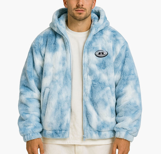 Men’s Plush Faux Fur Jacket – Oversized Winter Zip-Up Coat