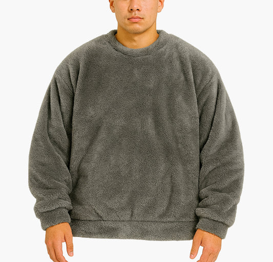 Men’s Plush Fleece Sweatshirt – Warm Crew Neck Pullover