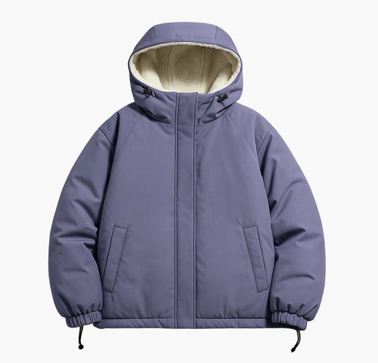 Unisex Reversible Hooded Jacket – White & Mint Green Colorblock Winter Coat