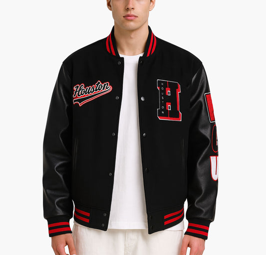 Men’s Varsity Jacket – Red Embroidered Letterman Coat