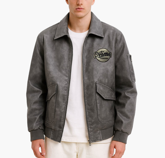 Men’s PU Leather Jacket – Retro Biker Coat