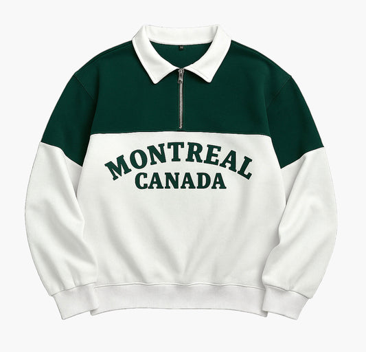 Men’s Ombre Green to White Sweatshirt – “Montreal Canada” Print Casual Pullover