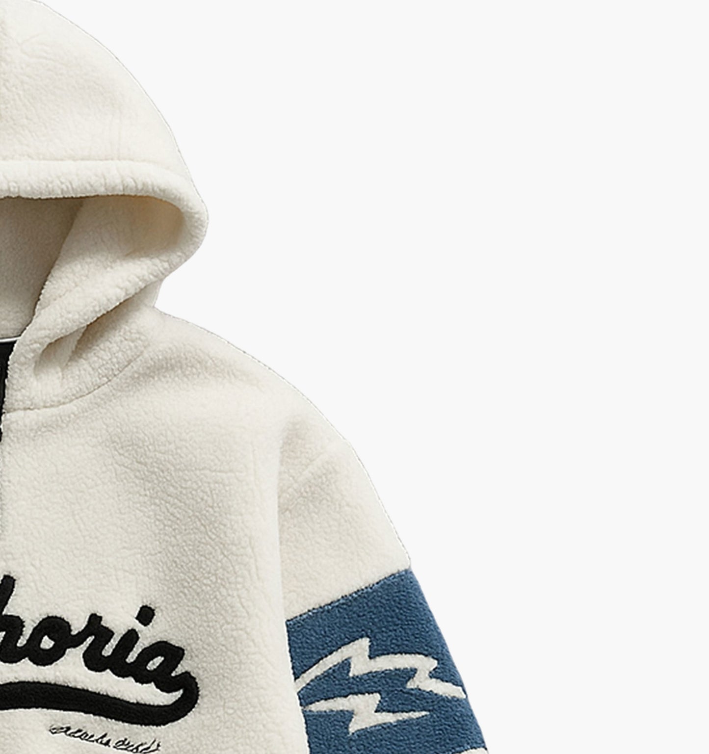 Men’s Gray Fleece Hoodie – “Euporia” Embroidered Lettering, Warm Winter Pullover