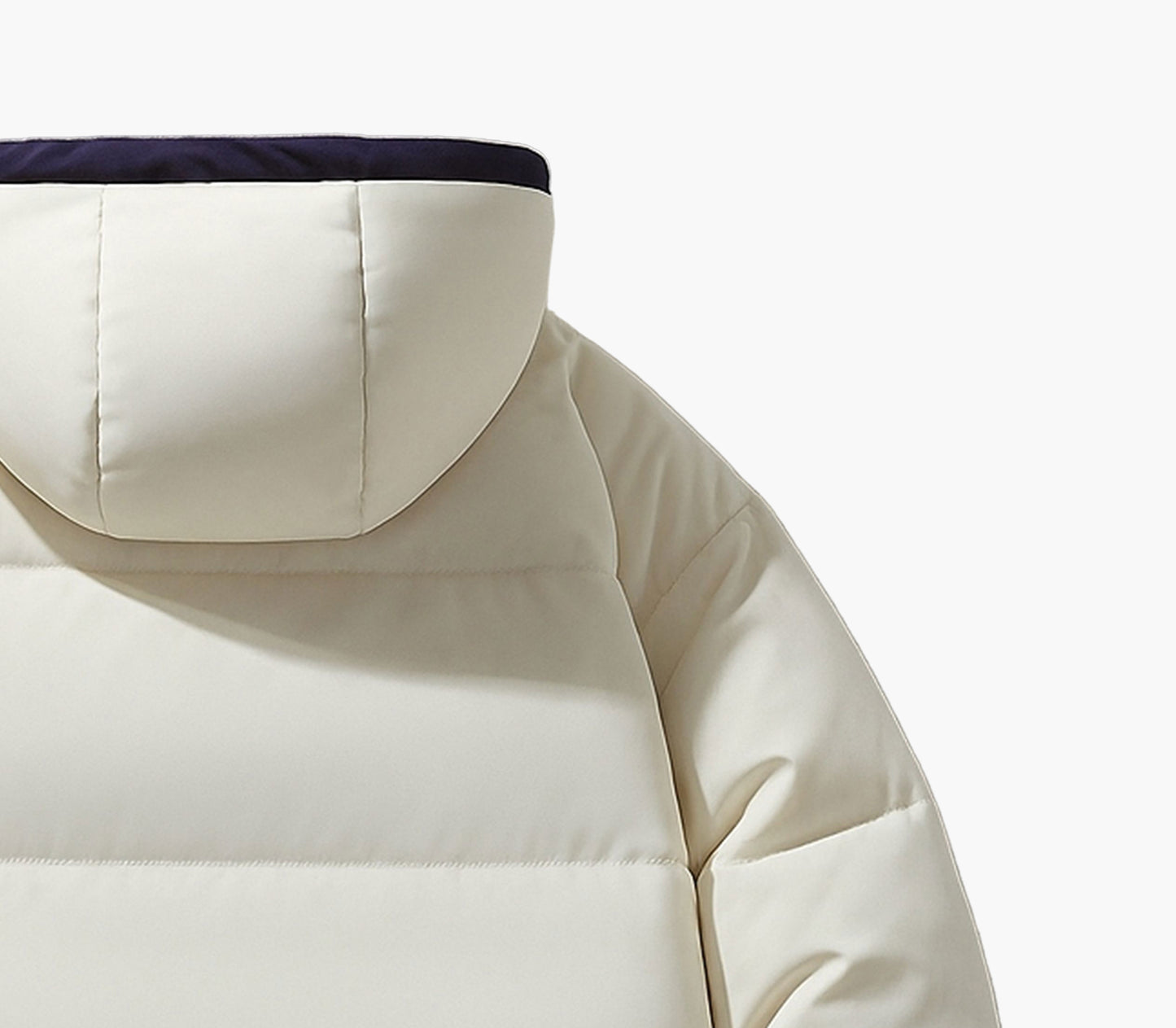 Men’s Hooded Winter Jacket – White & Black Zip-Up Coat with Pockets