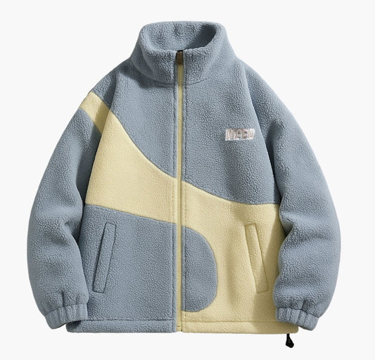 Men’s Loose Fit Stand Collar Jacket – Full-Zip Hooded Urban Spring/Fall Coat